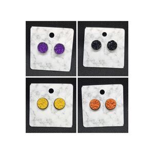 Lot of 4 Pair Druzy Stud Earrings – Multi-Color Set